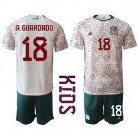 Meksiko Andres Guardado #18 Vieras Peliasu Lasten MM-kisat 2022 Lyhythihainen (+ Lyhyet housut)